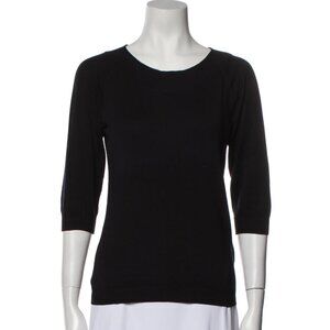 Max Mara Silk Scoop Neck Sweater Black Size M